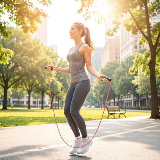 woman jumping rope park