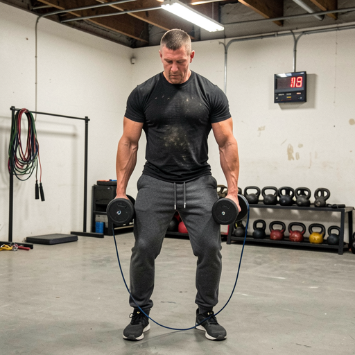 man jumping rope gym